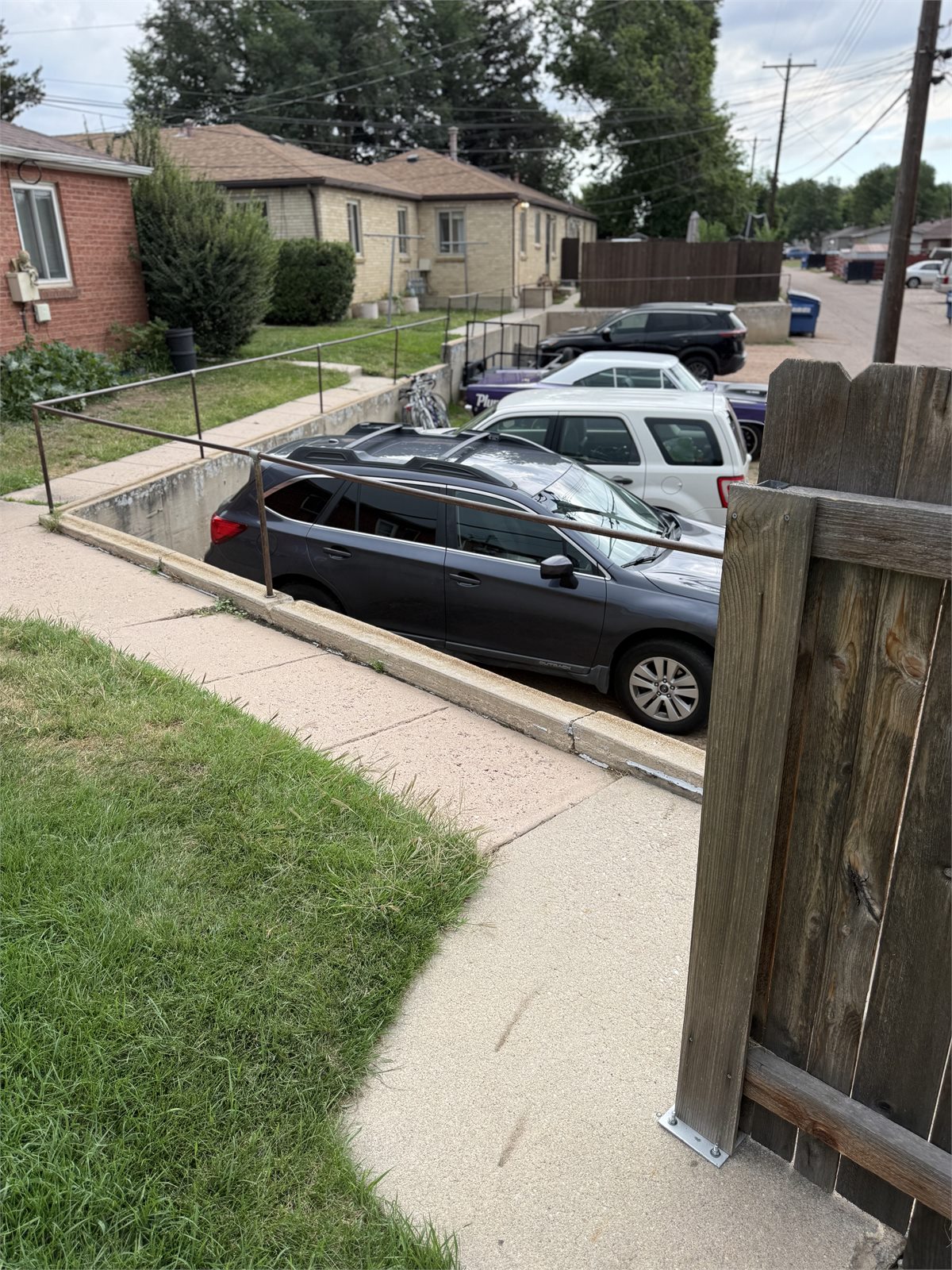 Parking area and street beside the property